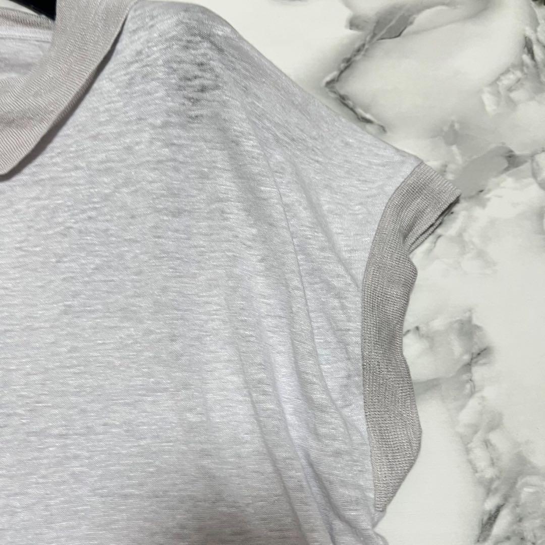 【美品】マーガレットハウエル　2023ss リネン100% ポロシャツ　グレー