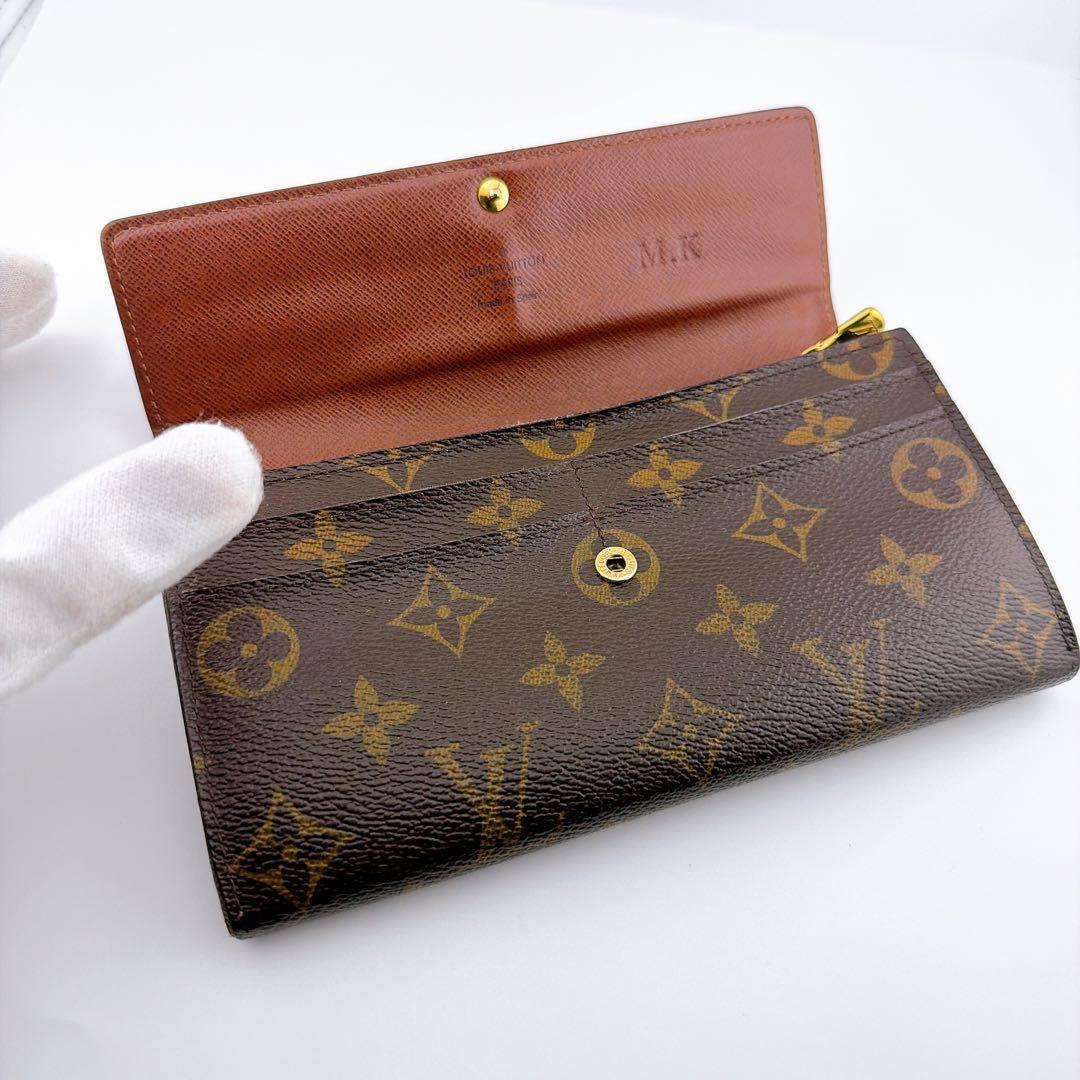 【美品】ルイヴィトン モノグラム ポルトフォイユサラ 二つ折り財布 ブラウン