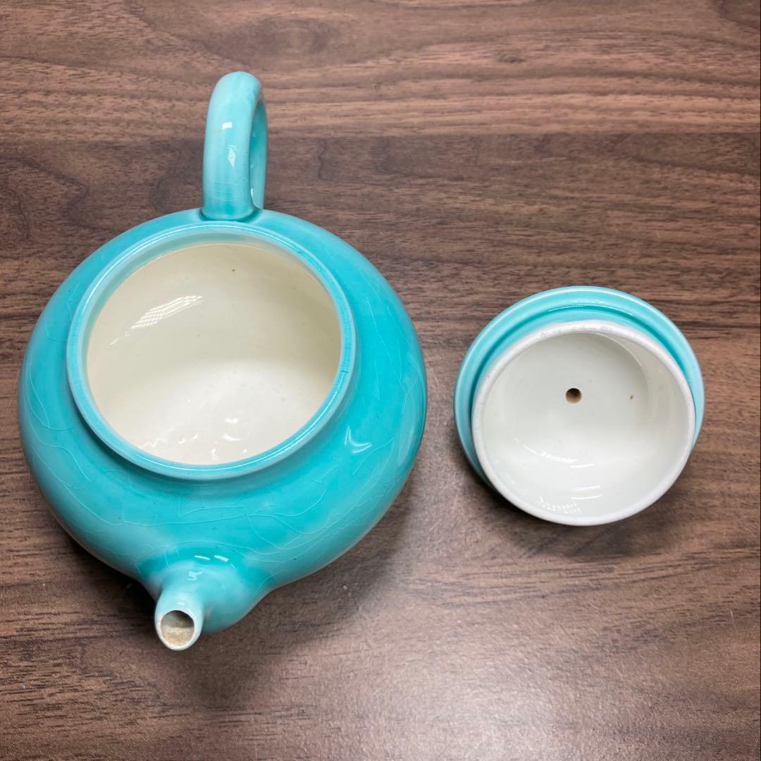 珉平焼　青釉　ティーポット　急須