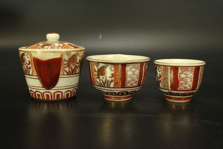 九谷 煎茶器揃 茶櫃 まとめて(A855)