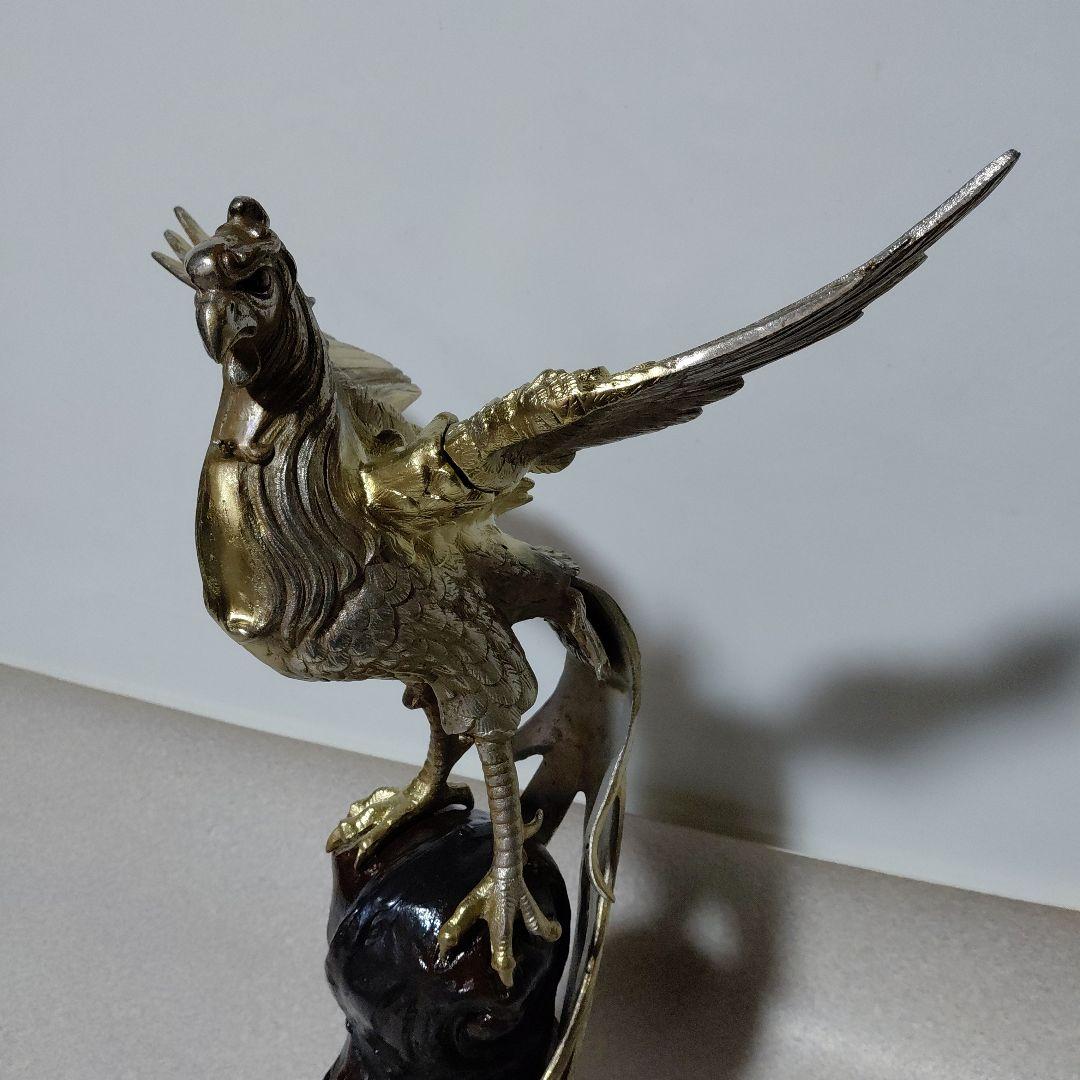 鳳凰の置物　金属製　縁起物　美術品　骨董品
