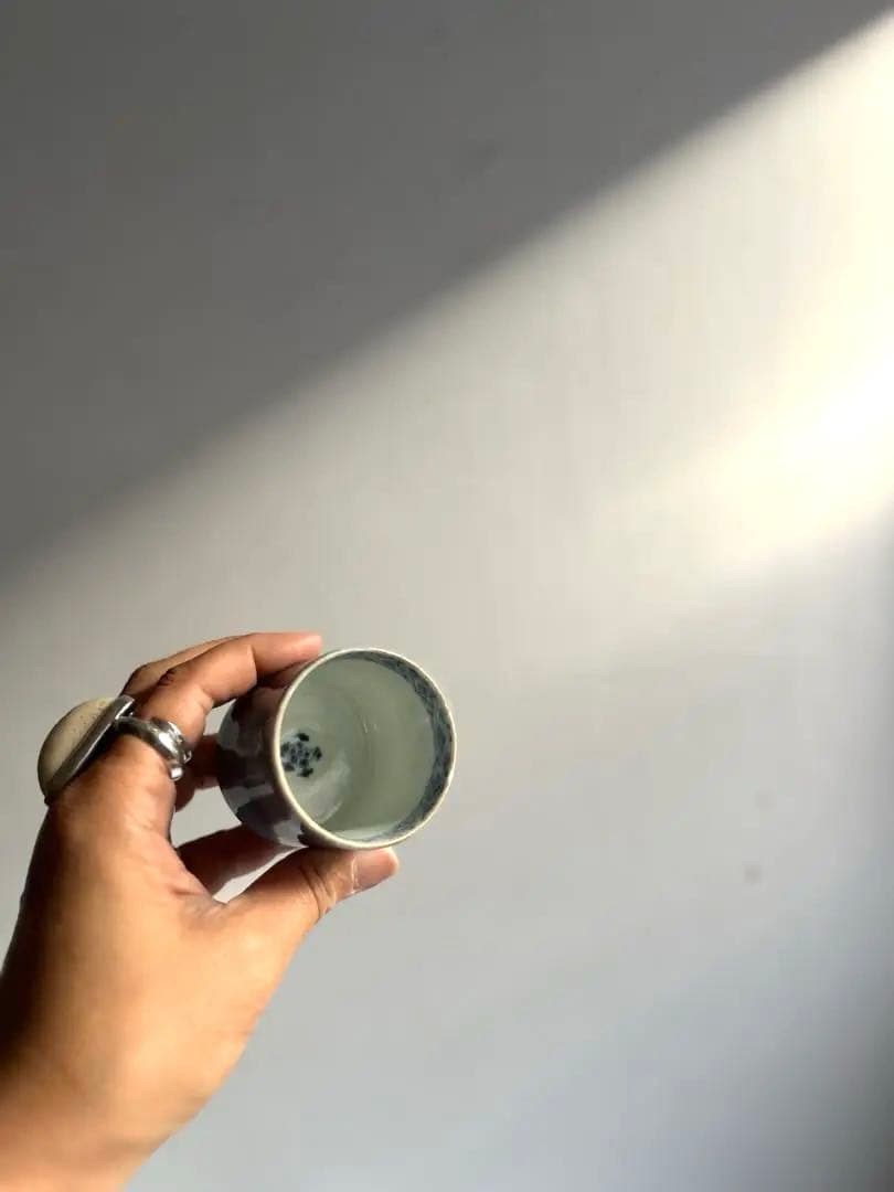 331 骨董 アンティーク 古伊万里 薄瑠璃金彩 のぞき猪口 4点組 幕末