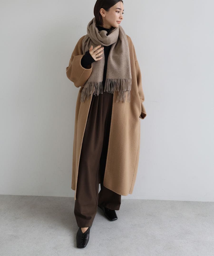 evernavy ベージュ　カシミヤ　大判　ストール　マフラー