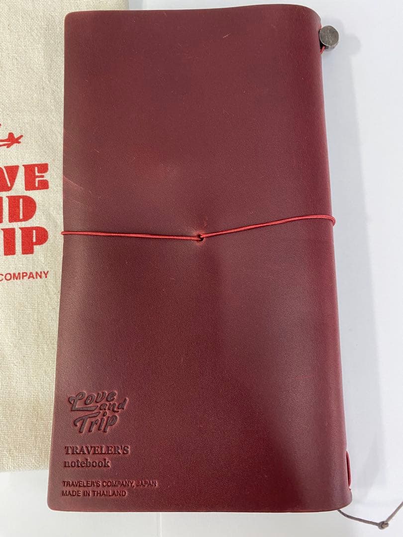 トラベラーズノート　レッド　LOVE&TRIP カバーとコットン袋のみ