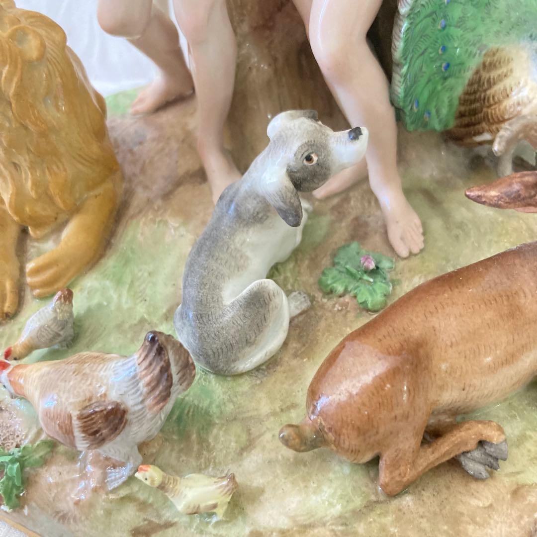 超希少【MEISSEN】 オールドマイセン アダムとイブ フィギュリン 置物