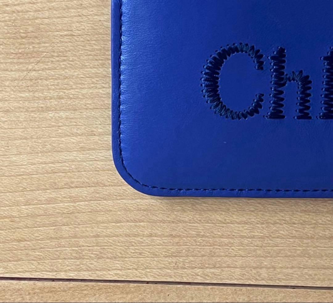 ほぼ新品　Chloe フラグメントケース小銭入れ ブルー レザー ロゴ