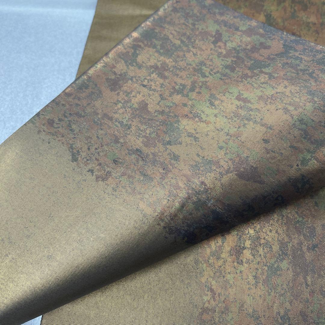 【本金箔 金泥箔】シルク製 六通柄袋帯 金色と茶色のグラデーション0105