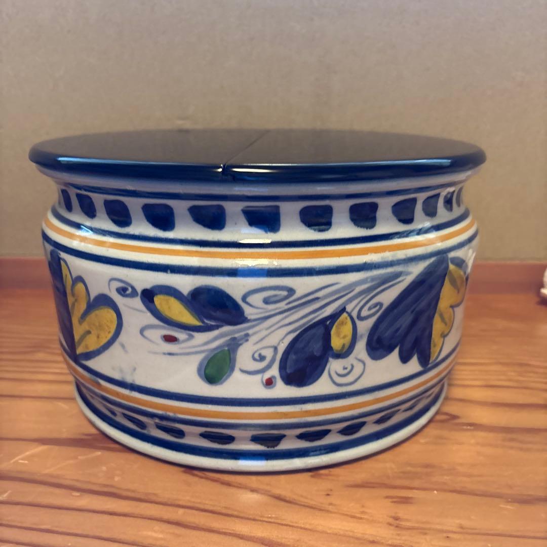 オランダ平水指 割蓋付き