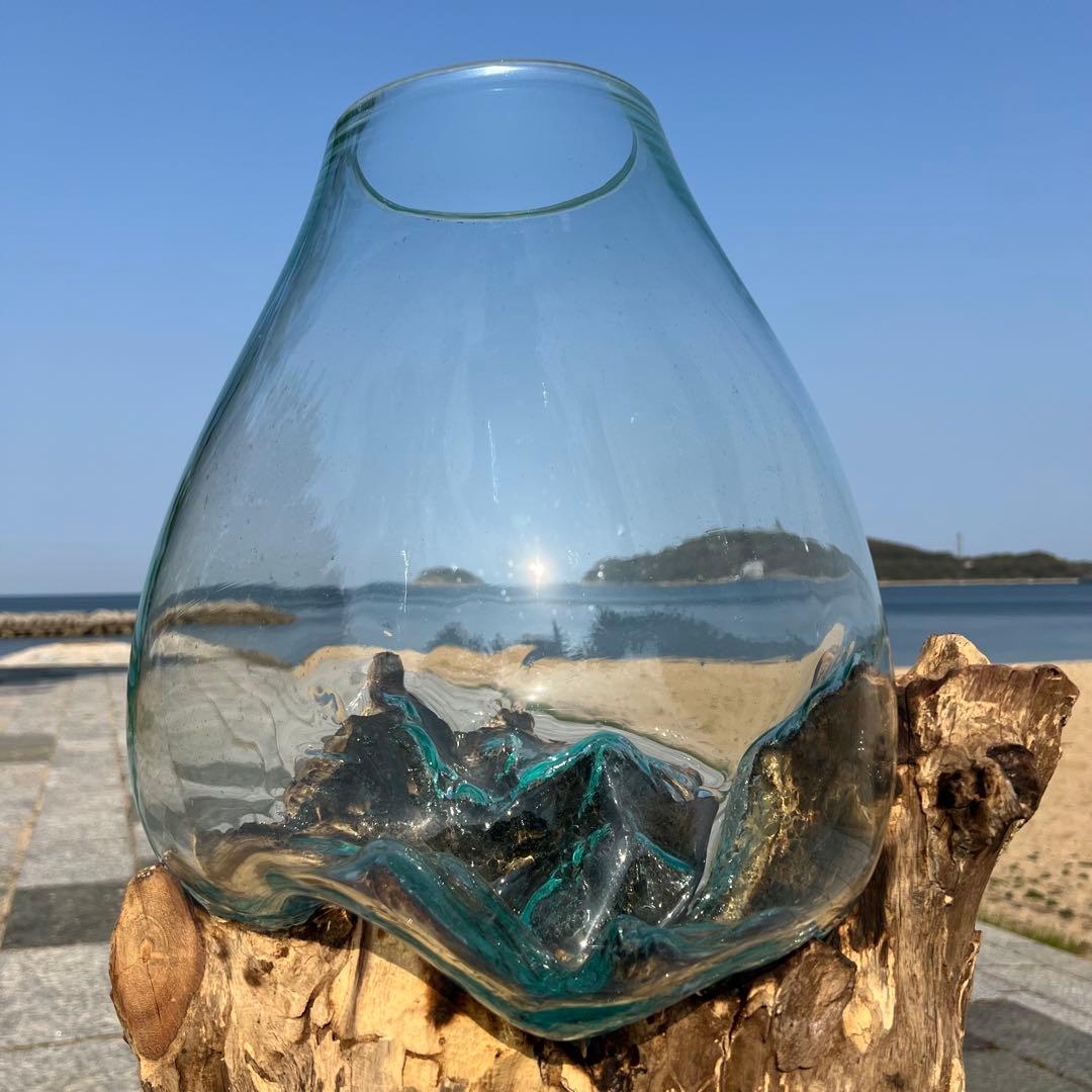 デッカい流木ガラスオブジェWC 花瓶 金魚鉢 水槽 苔リウム メダカ容器 超大型