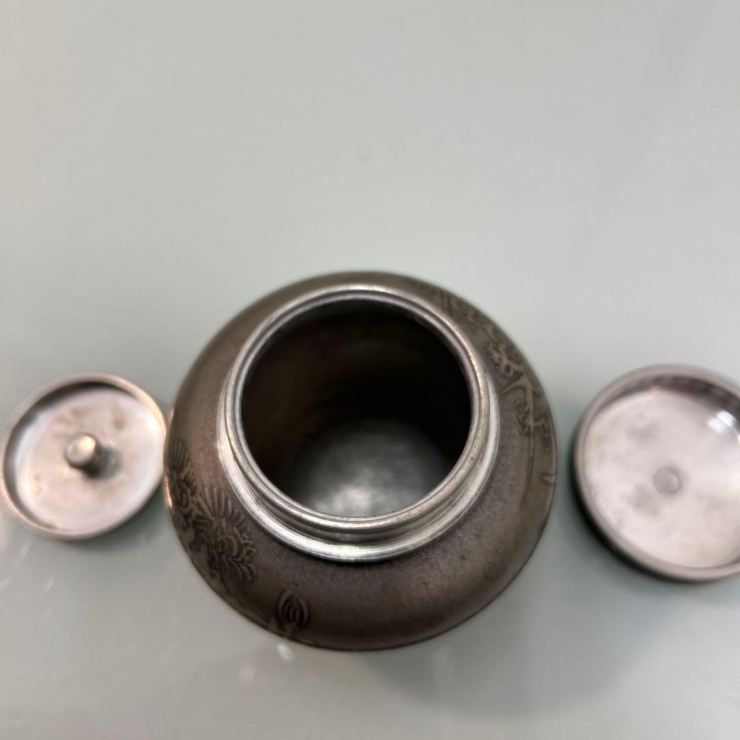 ☆緋襷(ひだすき)備前焼　本錫乾茂號造茶壷　茶入れ☆