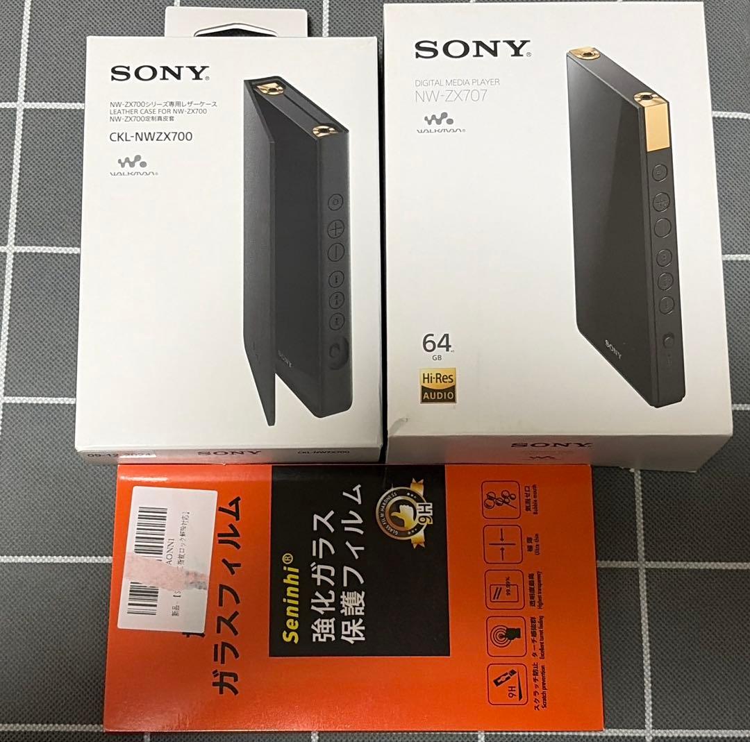 SONY NW-ZX707 純正ケース&ガラスフィルムセット