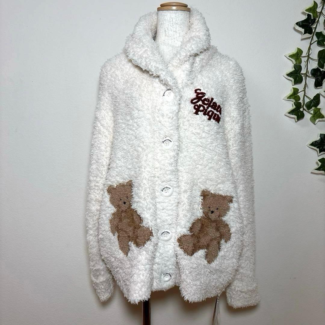 【新品】ジェラートピケ ジェラートスノーベアジャガードショールカーディガン