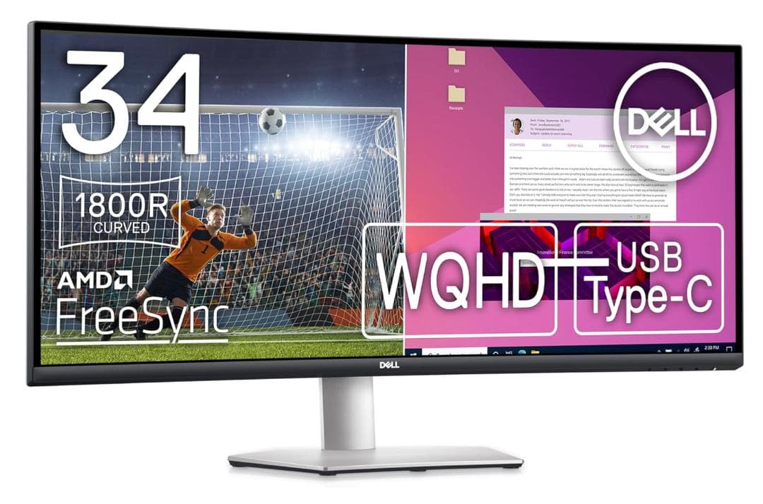 【美品】Dell S3423DWC-R 34インチ 曲面 モニター ディスプレイ