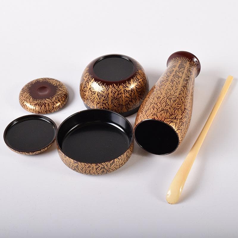 HSK KTHG九谷焼　茶碗など　八点一式　黒船裂仕覆　共箱　JR8250