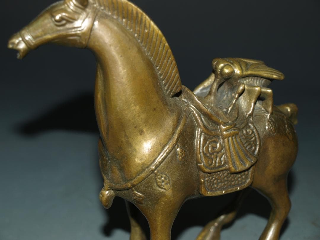 旧家うぶだし　中国清時代 銅製 戦馬の置き物※激安骨董品 N1123C11-3