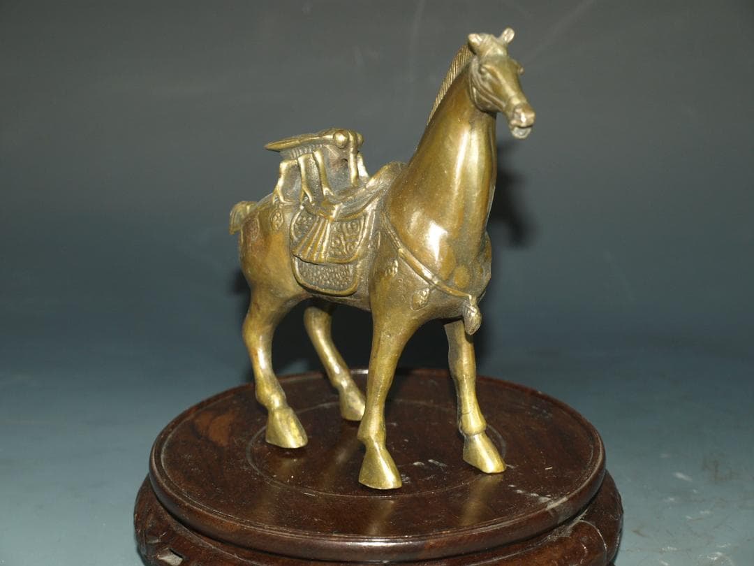 旧家うぶだし　中国清時代 銅製 戦馬の置き物※激安骨董品 N1123C11-3