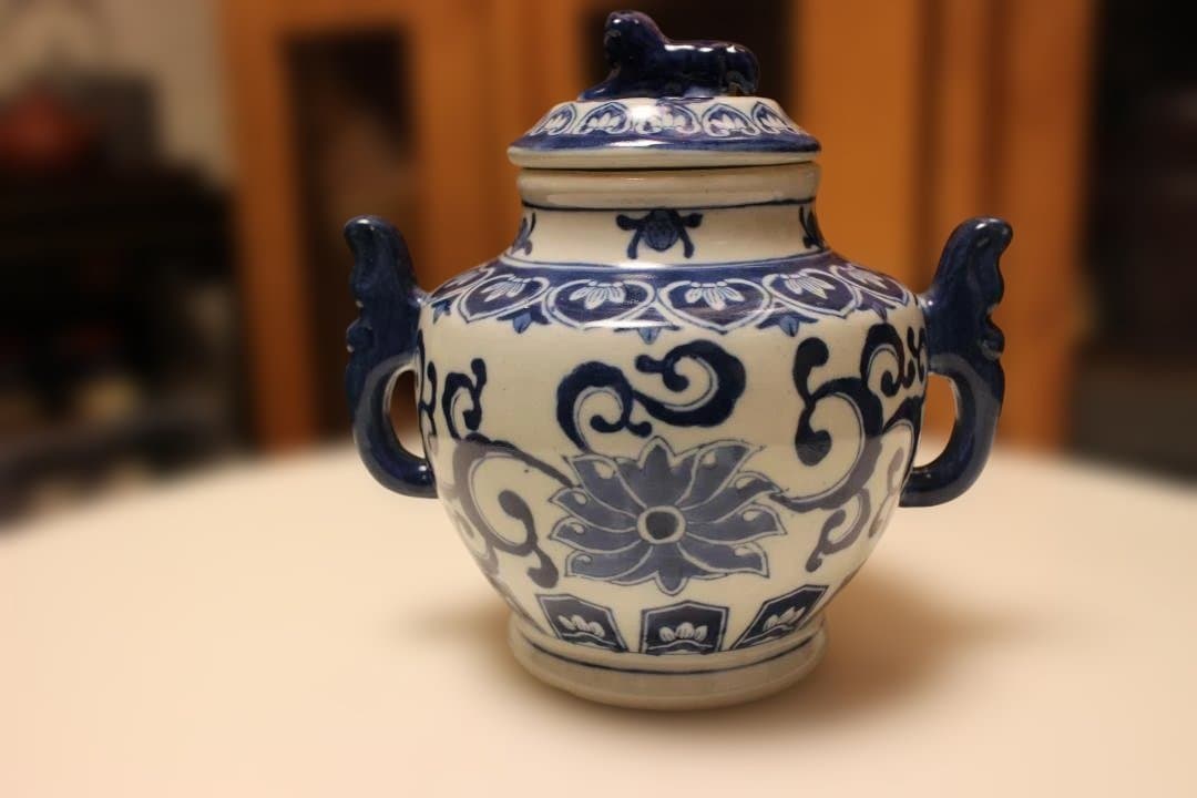 染付　　香炉　花瓶　壺　中国　乾隆年製　唐物