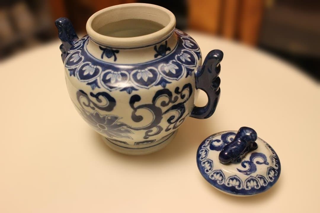 染付　　香炉　花瓶　壺　中国　乾隆年製　唐物