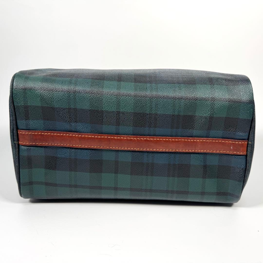ラルフローレン ミニボストンバッグ ブラックウォッチ チェック グリーン レザー