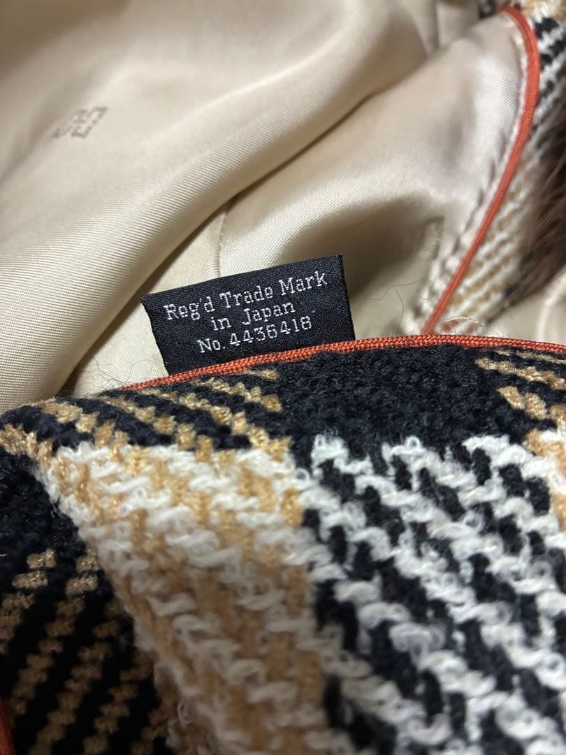 DAKS ダックス ロングコート チェック ファー付　38サイズ