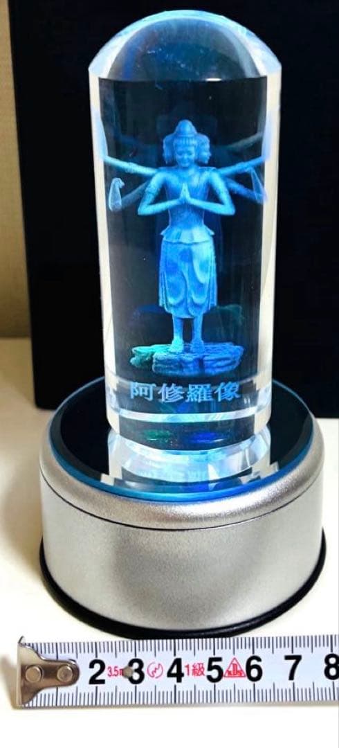 【新品】LED照明付3D阿修羅像あしゅら　鉛を含まないK9クリスタルガラス