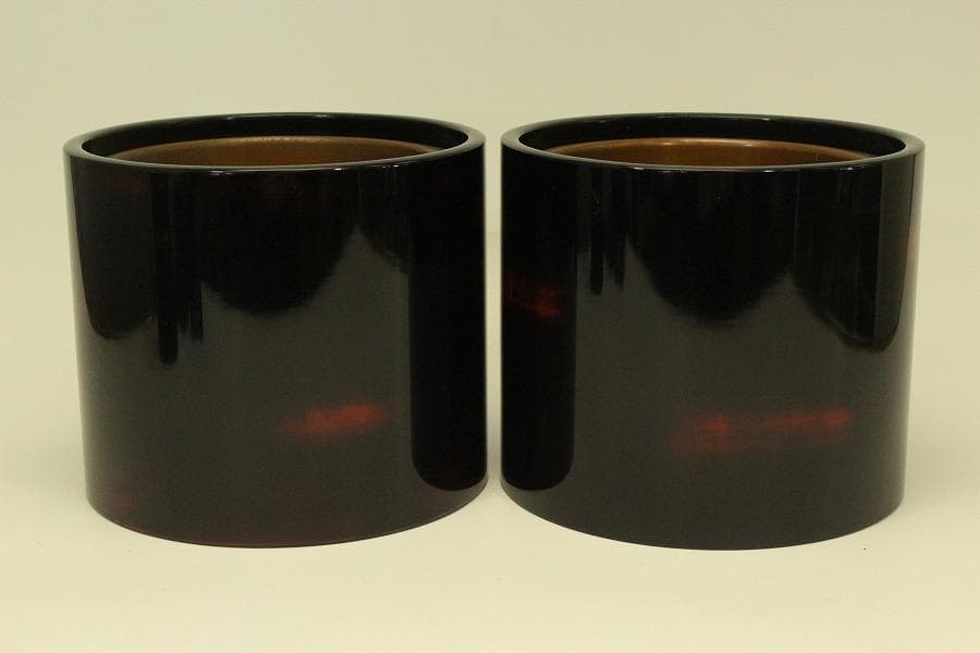 漆塗り 手炙り 火鉢 一対 美品(ZE480)