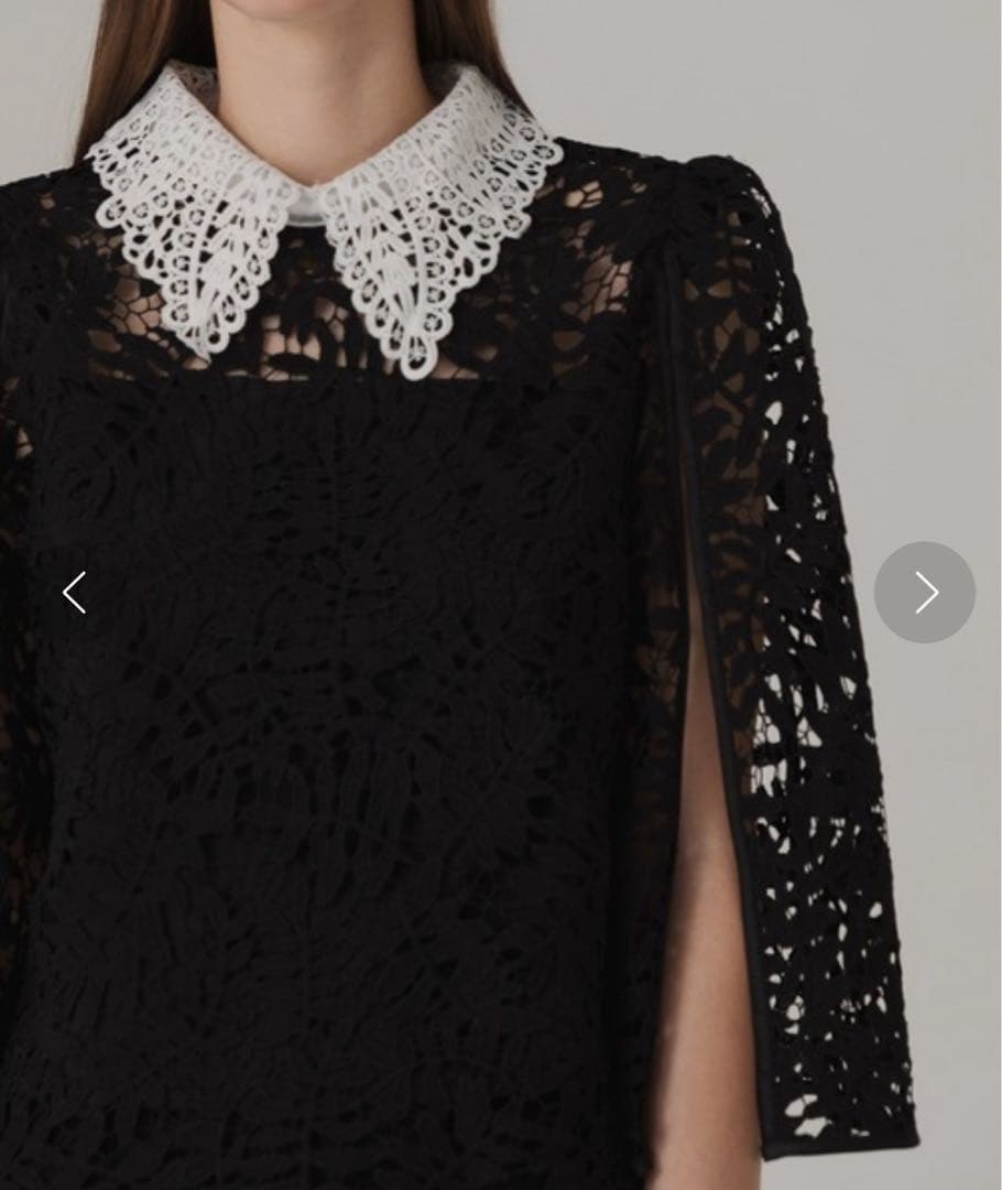 美品♡レジャ leja ドレス リーフレースカラー セットアップ ブラック M