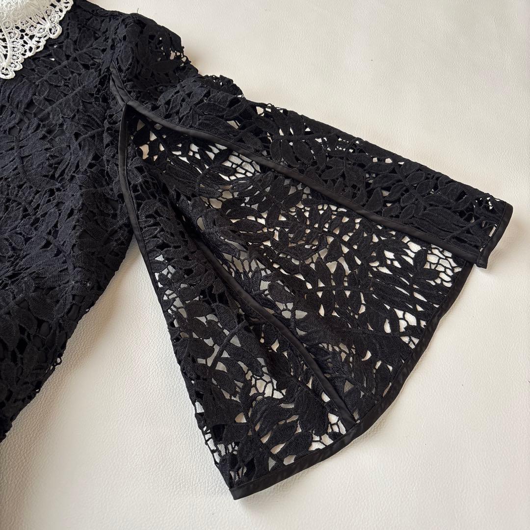 美品♡レジャ leja ドレス リーフレースカラー セットアップ ブラック M