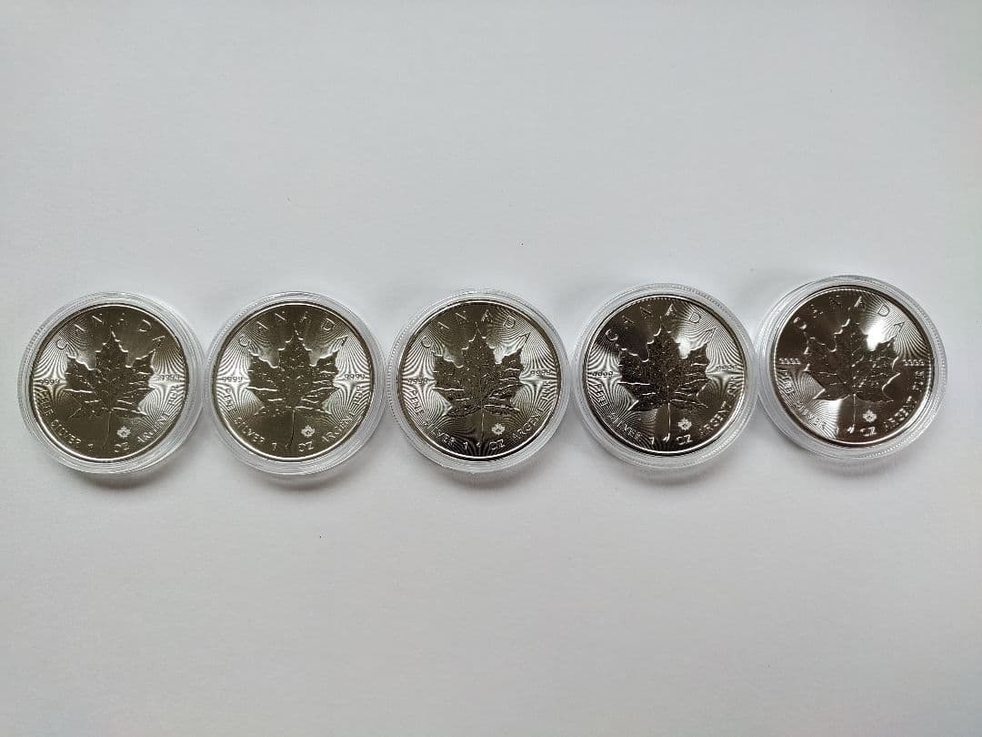 カナダ王室造幣局発行 メイプルリーフ銀貨 1オンス 5枚セット