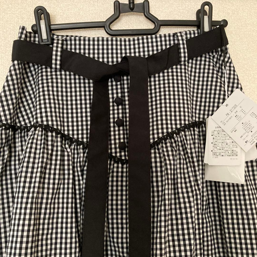 未使用　タグ付きエムズグレイシー　ギンガムチェック スカート 38
