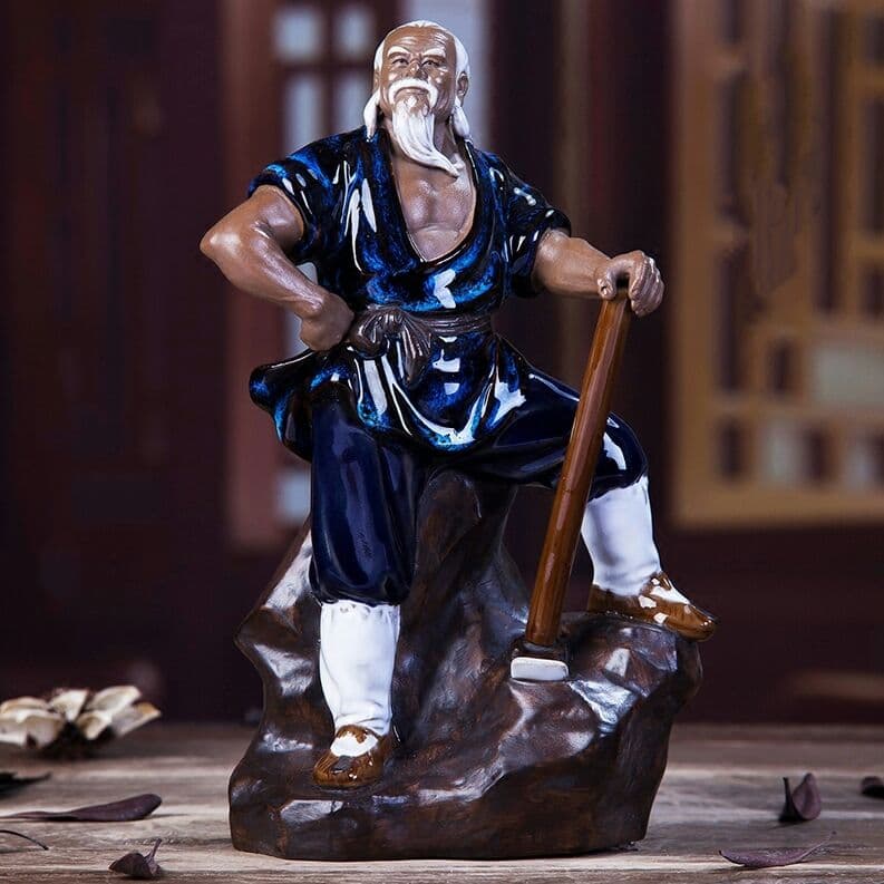 石湾公仔創意陶磁老人、愚公移山、風水事務室装飾品