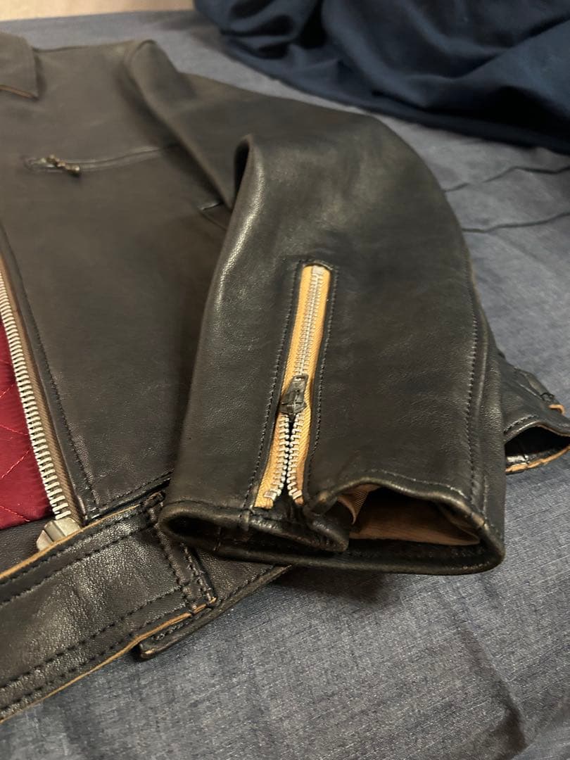 アディクトクローズ　シングルライダースジャケット 38 ネイビー