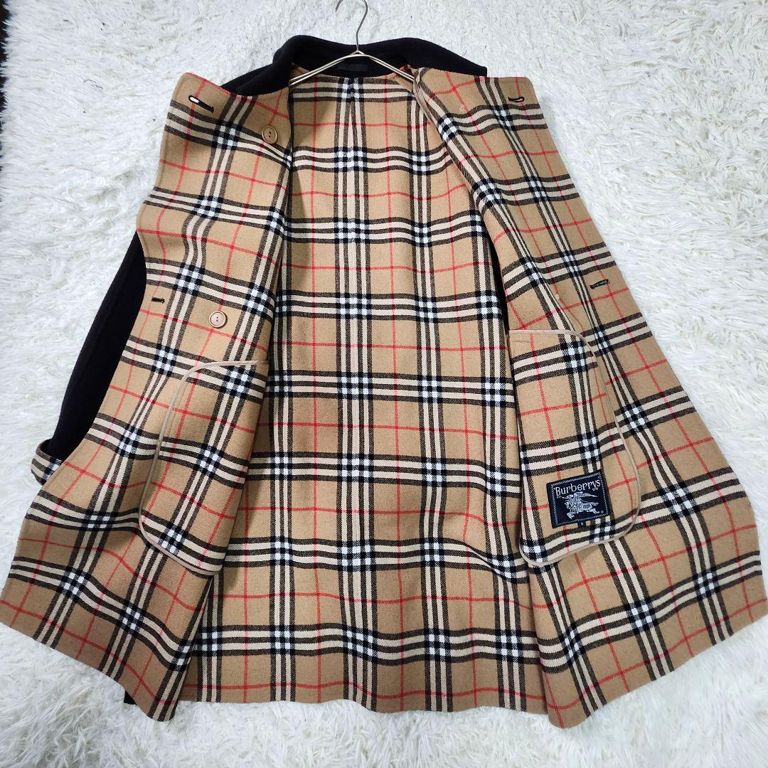 美品　バーバリー　ウールコート　ダブルブレスト　ノバチェック　カシミヤ　金ボタン