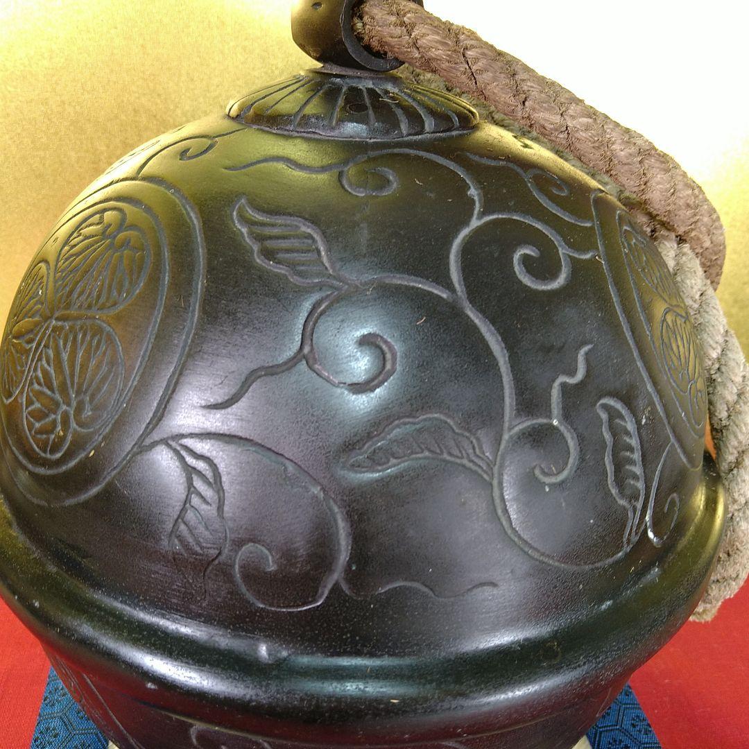 けんちゃん東照宮鈴徳川三つ葉葵古銅大鈴常雲作木箱入元禄元年五月吉日仏教美術