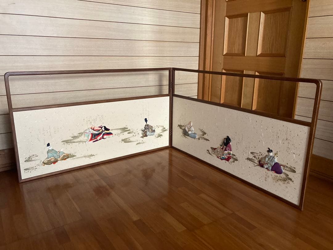 茶道具 風炉先屏風 歌仙絵巻　女桑　夏冬兼用　木製