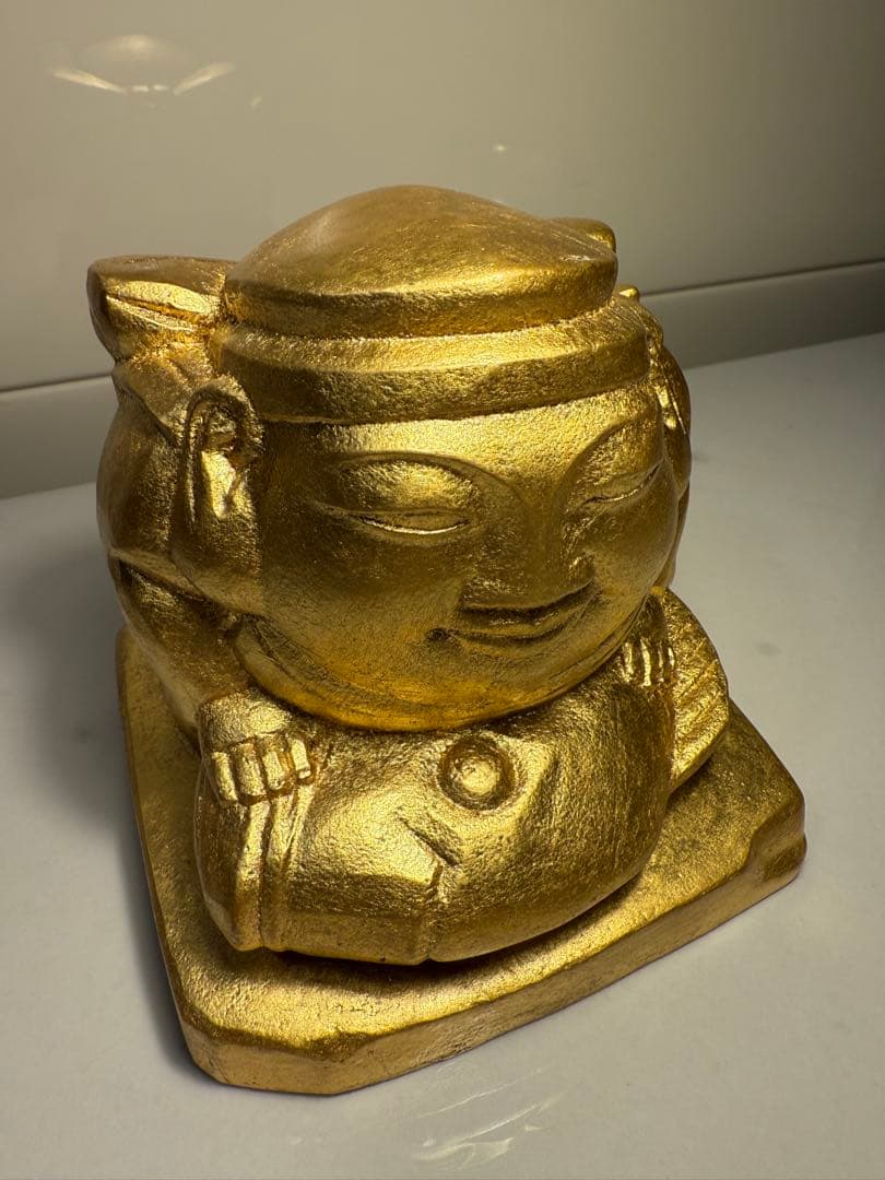 平櫛田中作　福徳恵比須座像　金箔ブロンズ像　田中名刻印