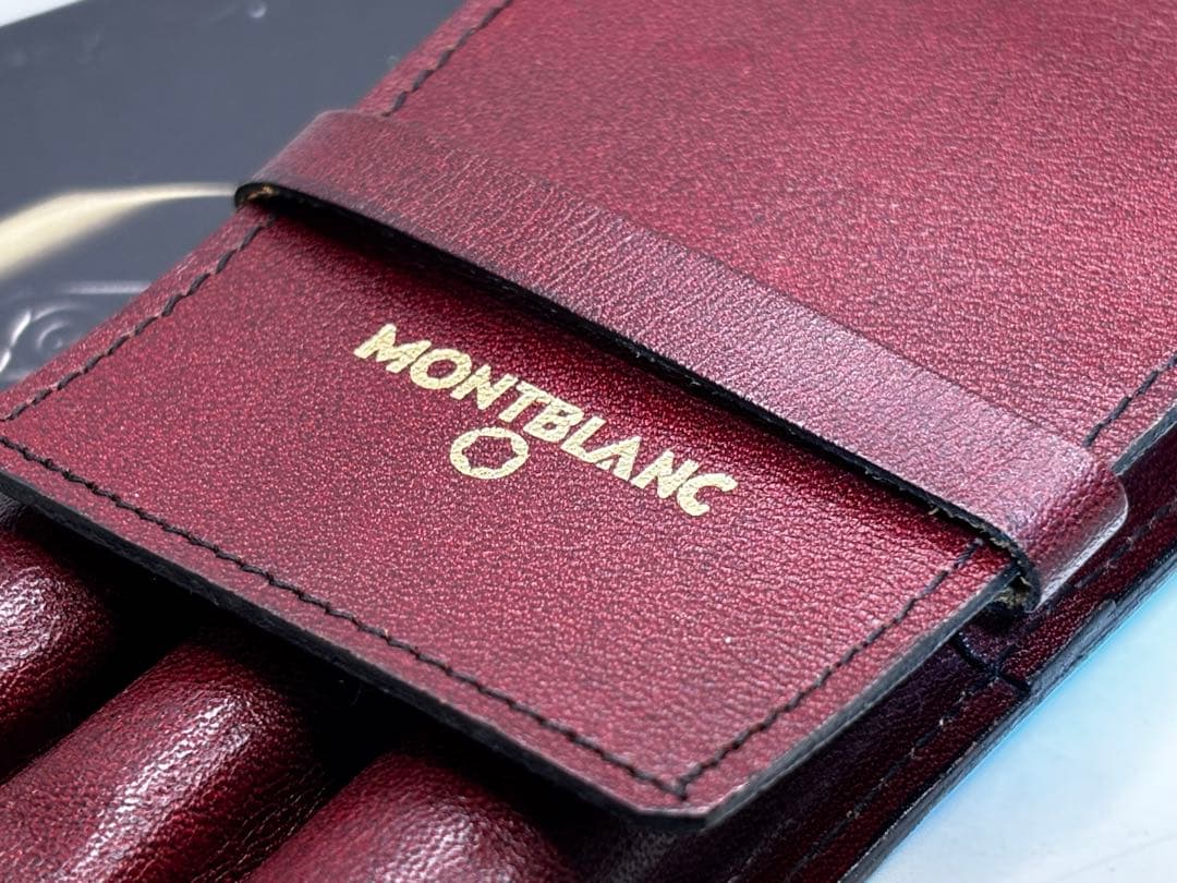 モンブラン　⭐️極上保管ボルドー美品⭐️ヴィンテージ本革セパレート型ペンポーチ3本差