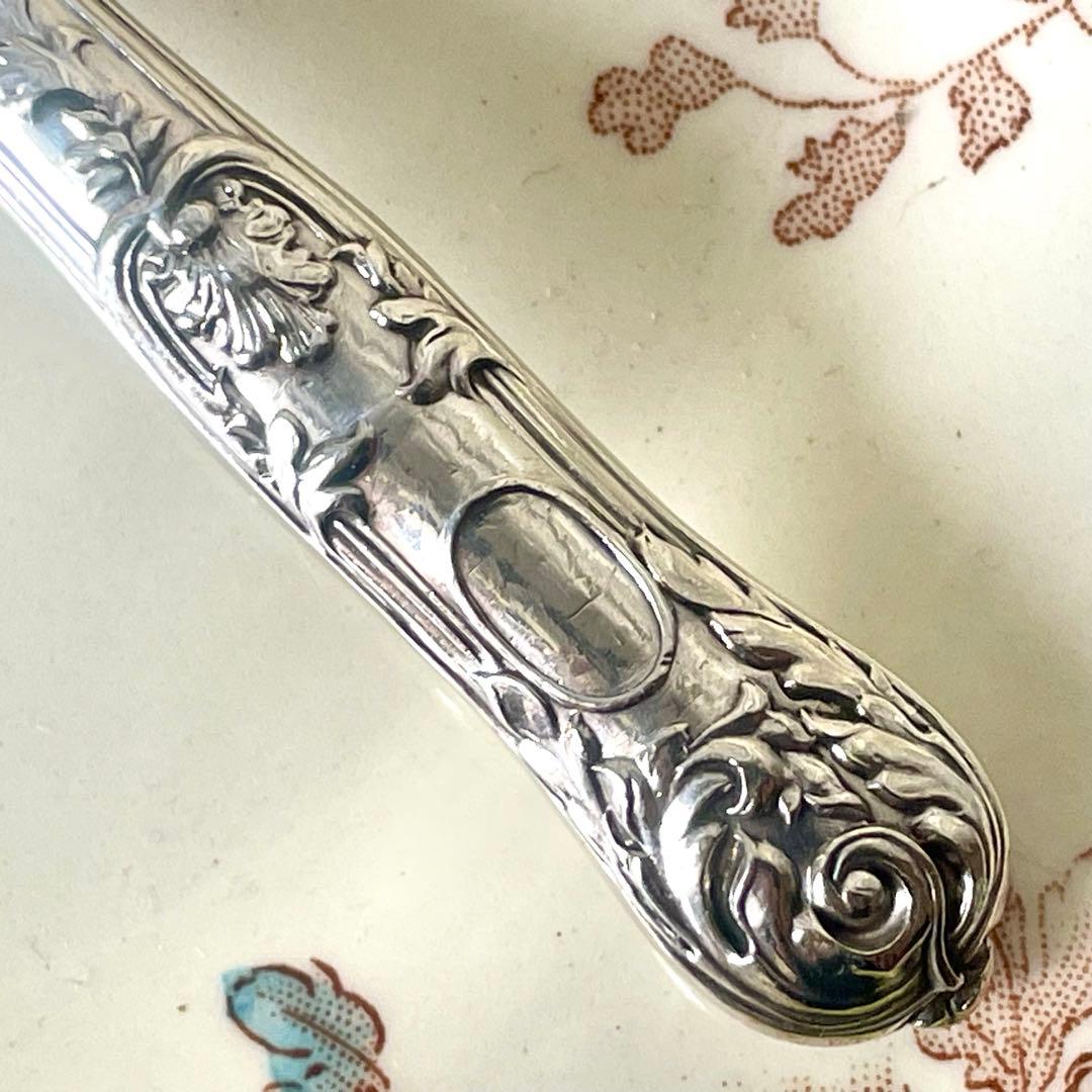 アンティーク　純銀製オイスターフォーク2本&ナイフレストピュイフォルカ3点セット