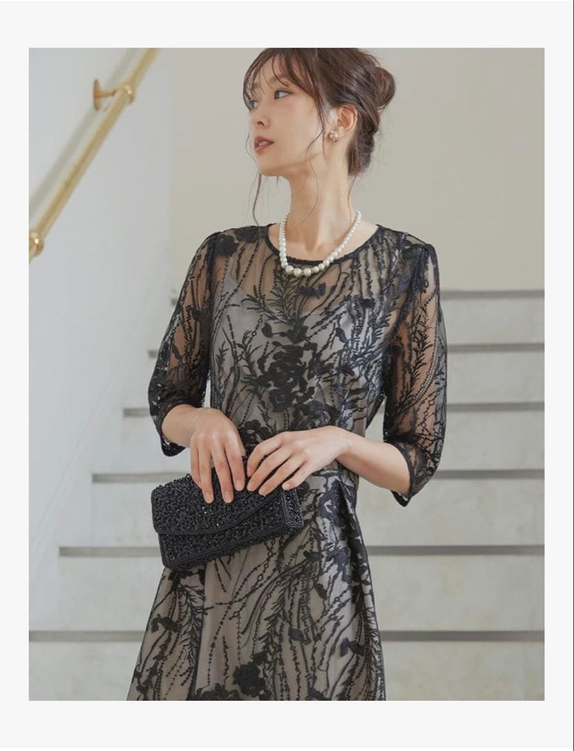 1回着用 美品 niana 黒レース 結婚式ドレス