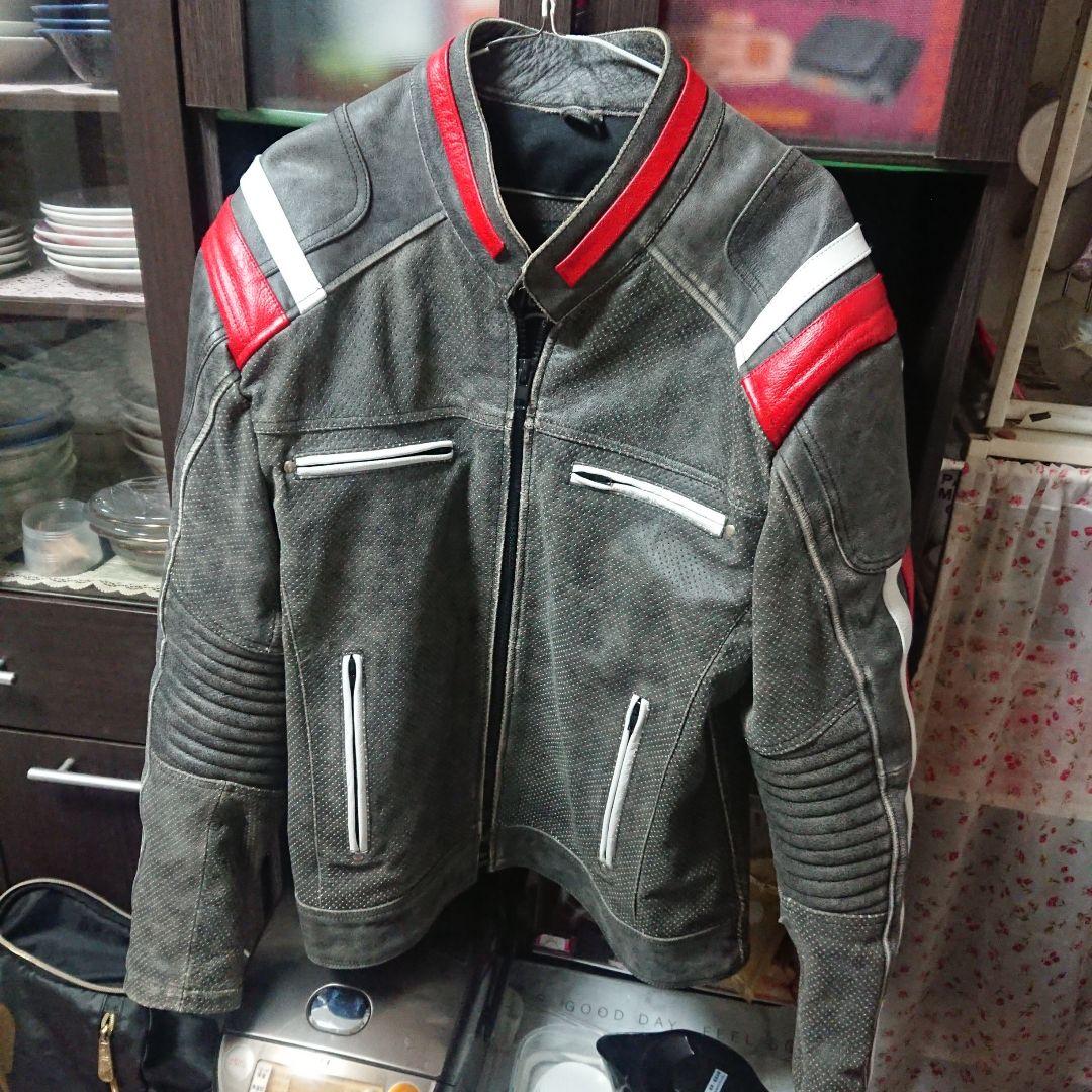 本革 スカルデザイン ライダースジャケット XXL