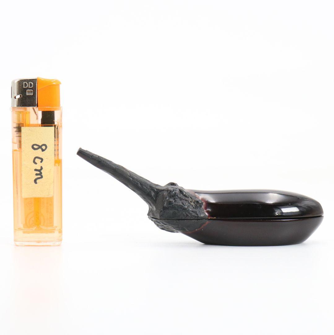 畦地粒俵作 乾漆 長茄子香合 茶道具 共箱共布　rC794　N4