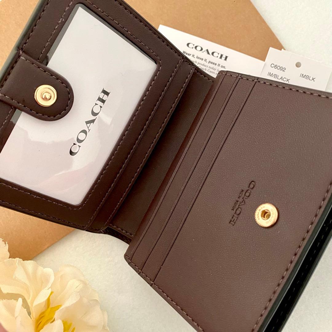 新品　正規品☆COACH コーチ　折り財布　ブラック　クロコダイル　二つ折り財布