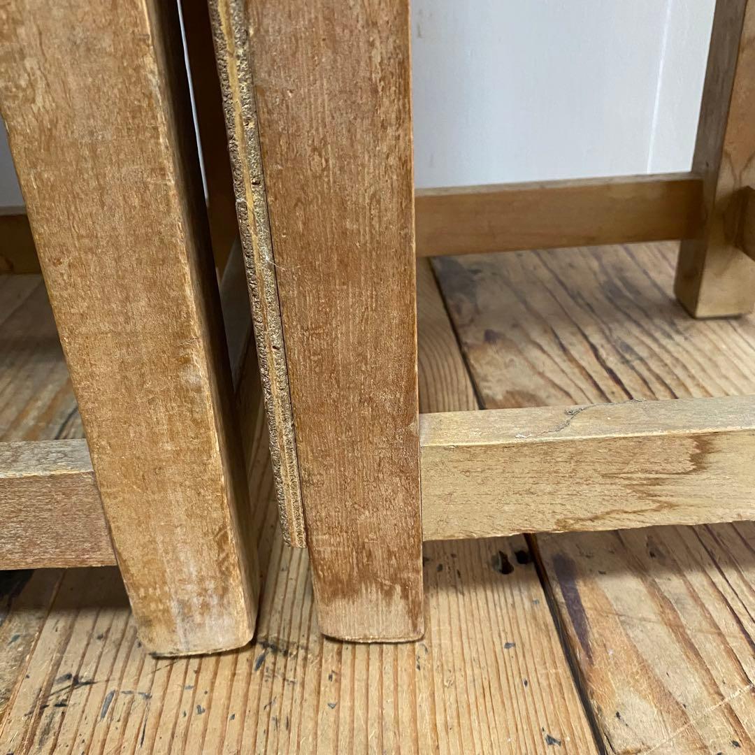 3脚セット アンティーク 角 スツール 椅子 植物台 昭和レトロ y84