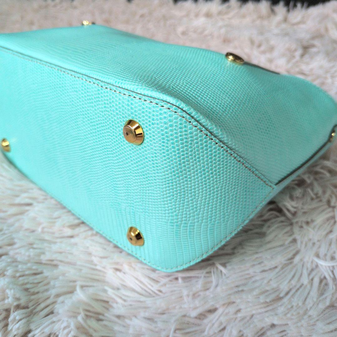 【極美品】PELLE MORBIDA ティファニーブルー 2wayリザード型押し