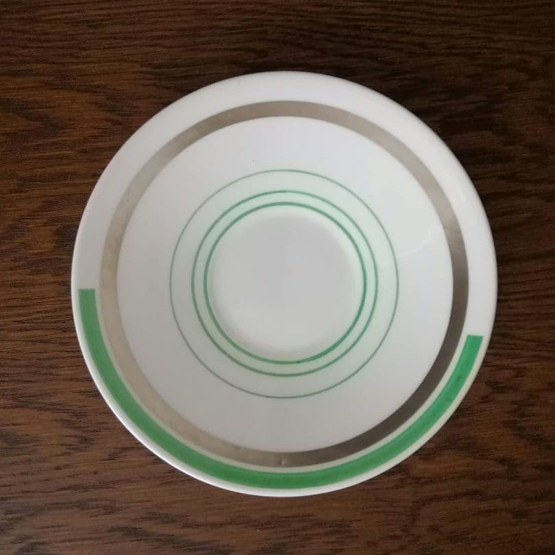 逸品　 シェリー　カッブ＆ソーサー　アールデコ　銀彩幾何学模様アンティーク