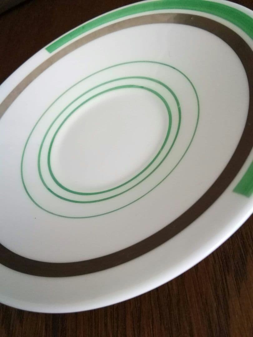 逸品　 シェリー　カッブ＆ソーサー　アールデコ　銀彩幾何学模様アンティーク