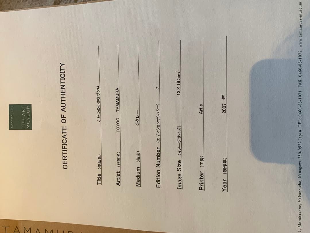 玉村豊男　リトグラフ　ザクロ 7/120