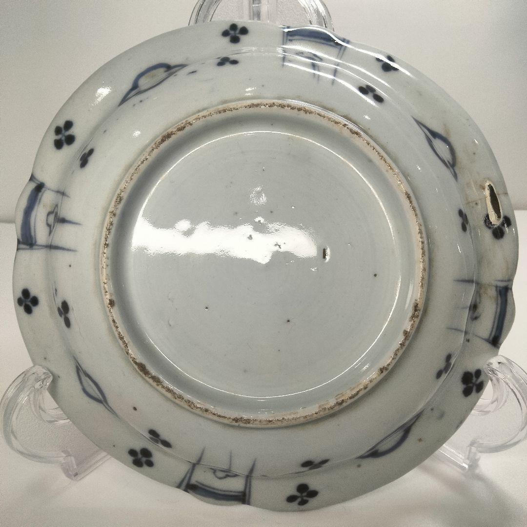 Ｙ556-6 明治期 古伊万里 染付 中皿 魚文 直径17㎝ QQQ