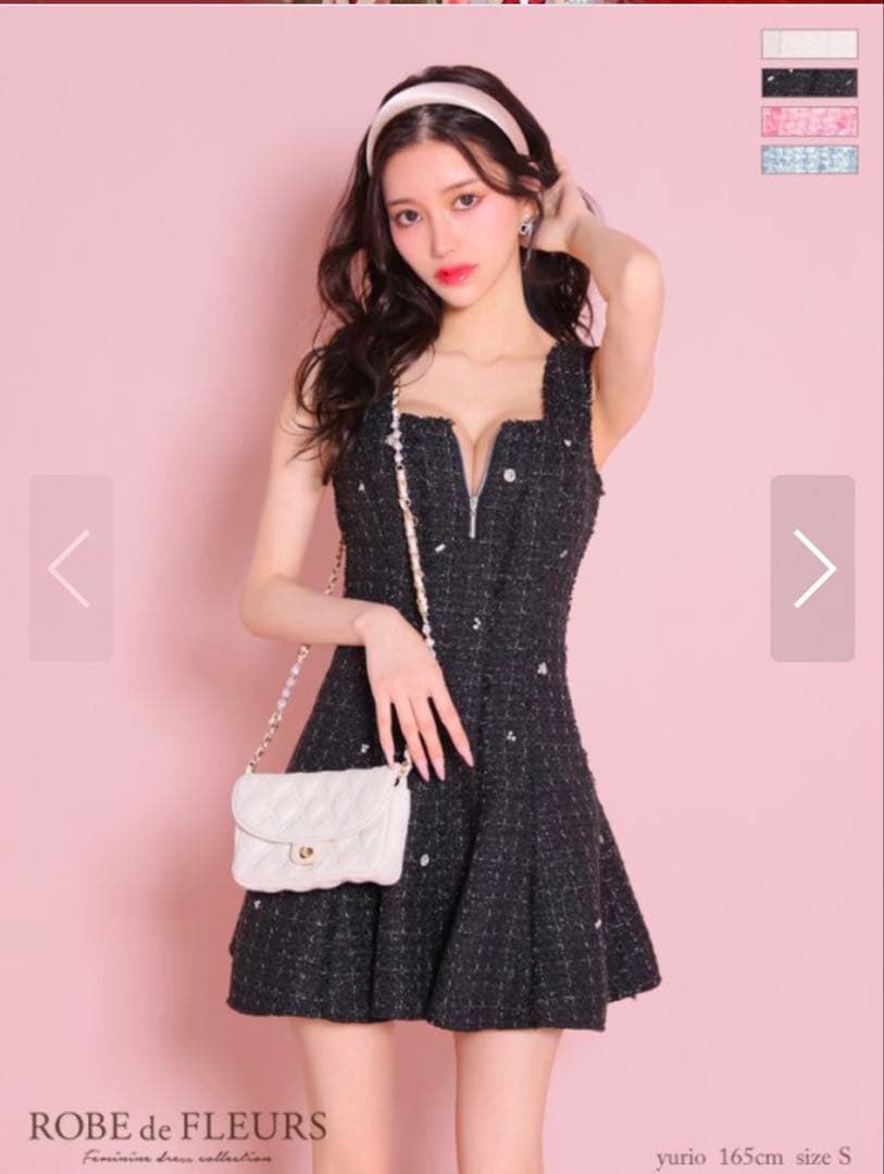 大人気完売ROBE de FLEURS ツイードミニドレス M