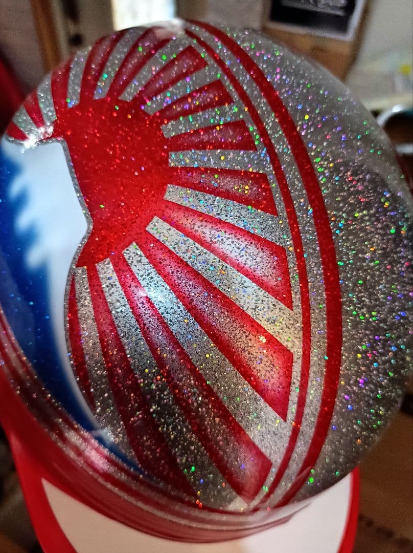 カスタムコルク半　大粒小粒MIX倍増七色ラメ✘Candyレッド富士日章